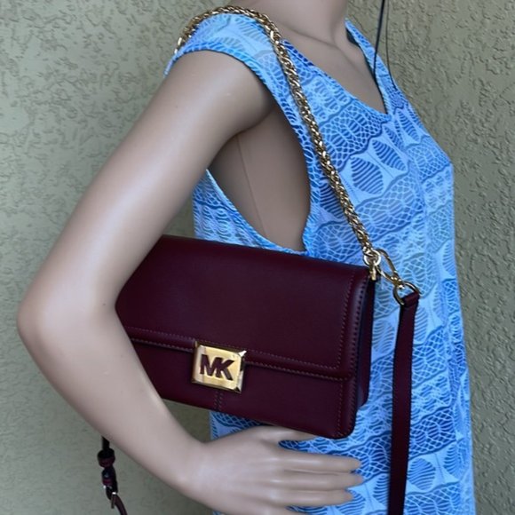Michael Kors Sonia Medium Leather Shoulder Bag Merlot - Picture 13 of 16